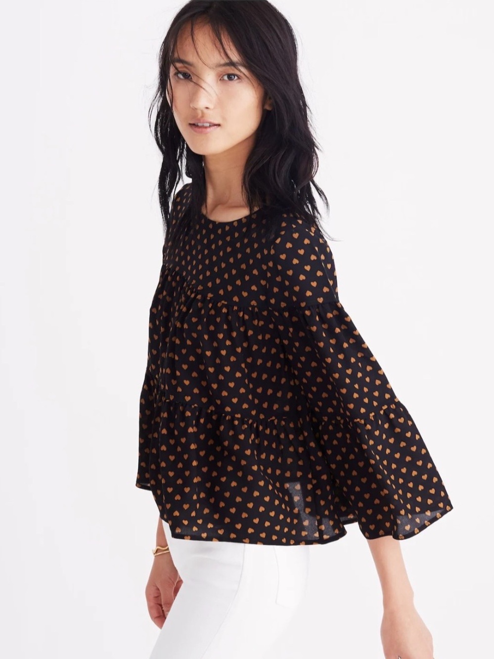 Madewell Tiered Heart-Print Top